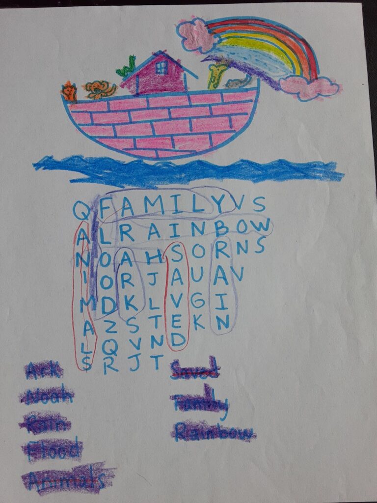 Bible Lessons for Small Children, Noah's Ark Word Search by Sophia